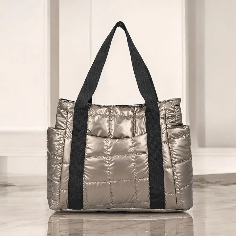 Bolso Shopper Nylon Acolchado Metalizado