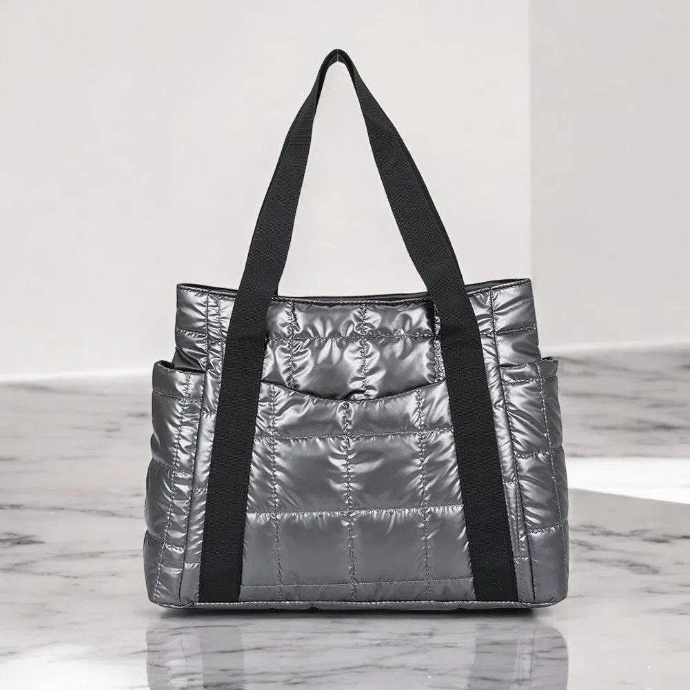 Bolso Shopper Nylon Acolchado Metalizado
