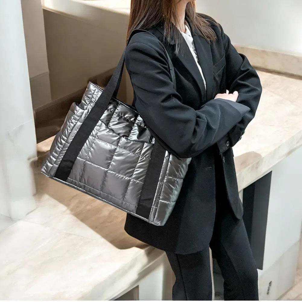 Bolso Shopper Nylon Acolchado Metalizado