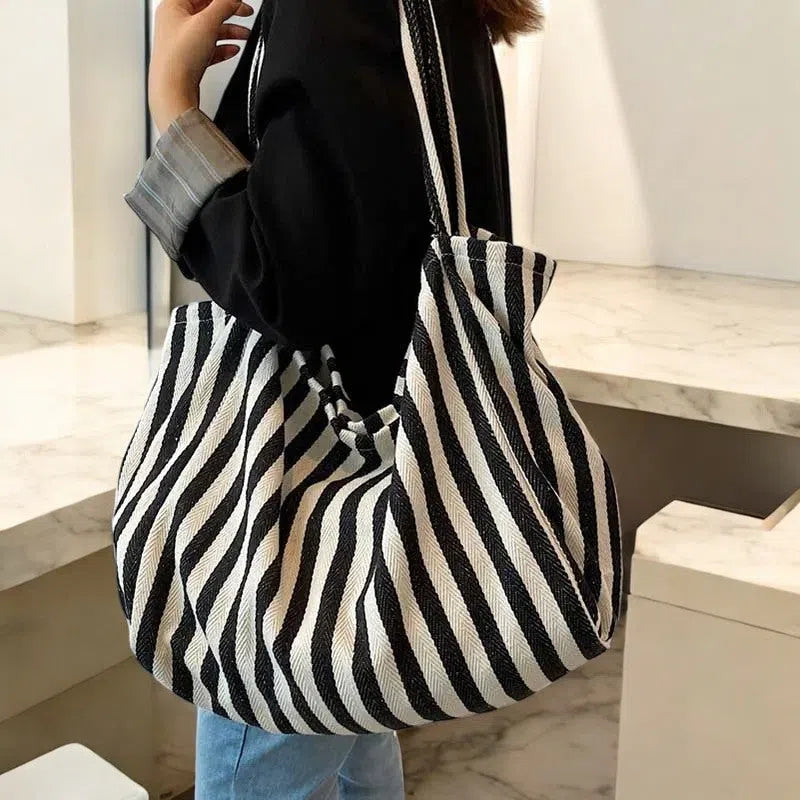 Bolso Shopper de Lona con Rayas