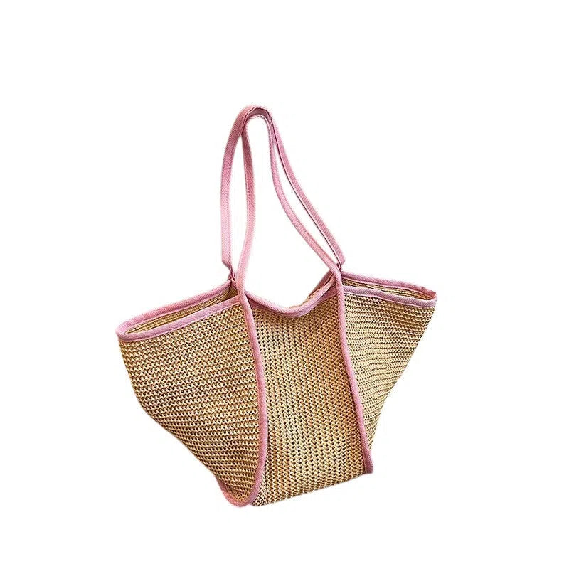 Bolso Shopper de Rafia Rosa