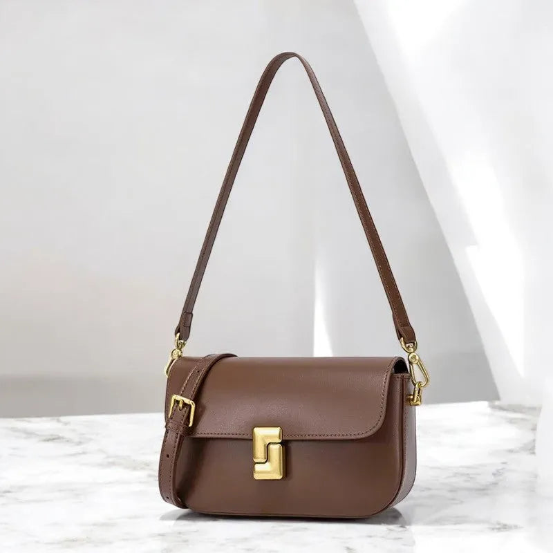Bolso Tote Bag Crossbody de Cuero Café