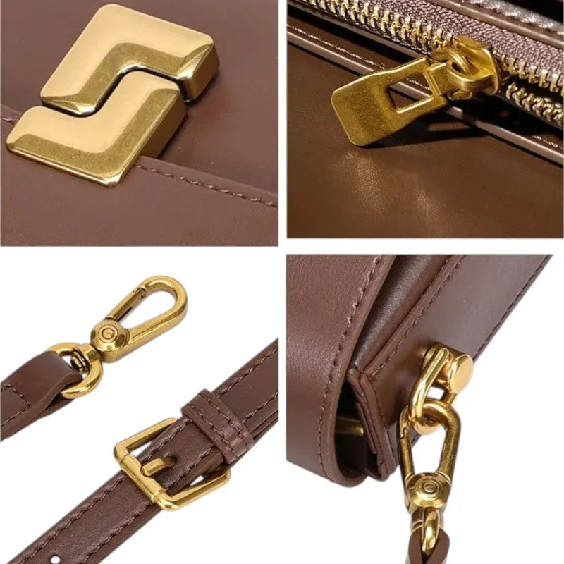 Bolso Tote Bag Crossbody de Cuero Café