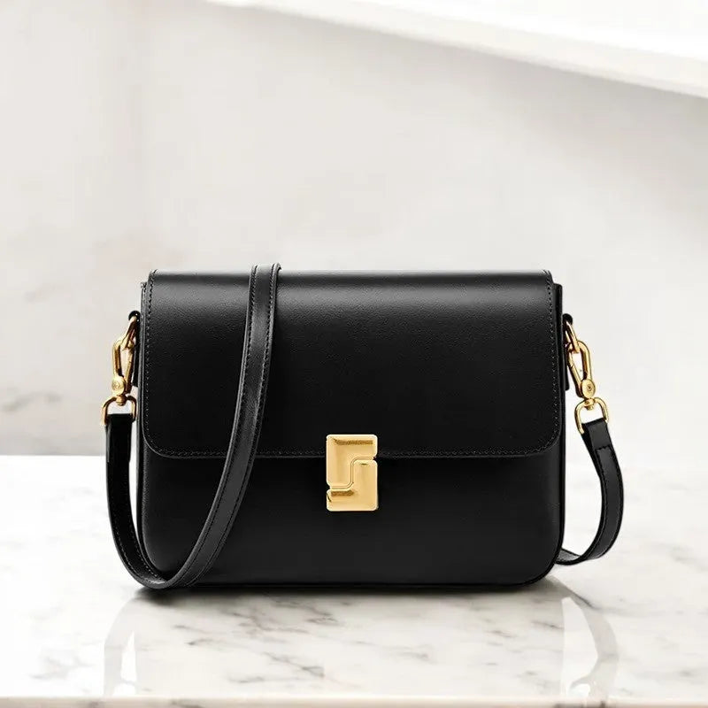 Bolso Tote Bag Cuadrado Messenger de Cuero