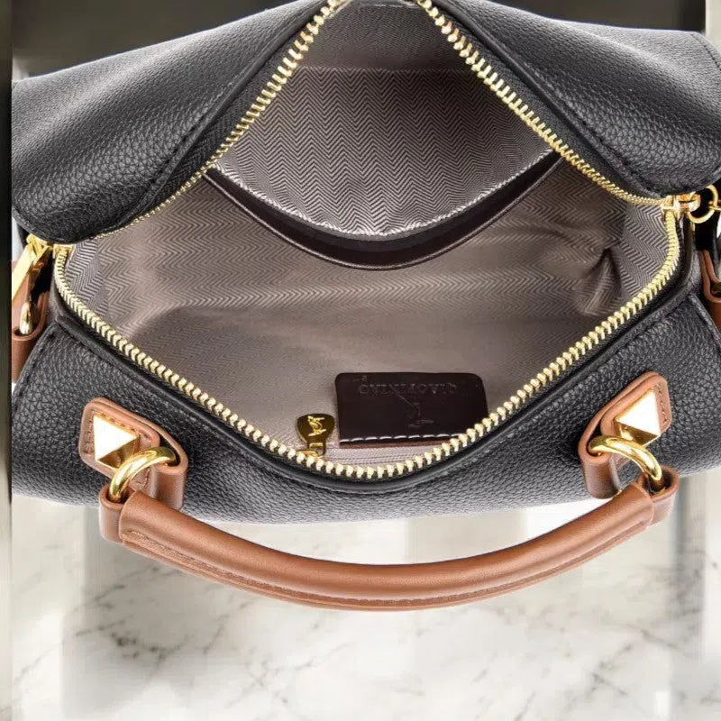 Bolso Tote Bag con Detalles de Cuero Colores Básicos