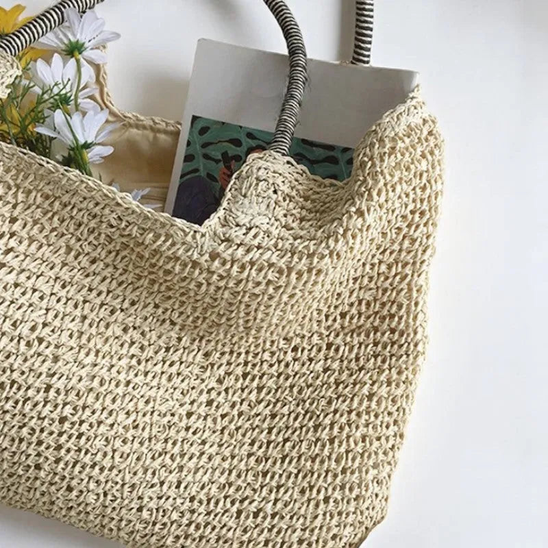 Bolso Tote Bohemio de Paja Amplio