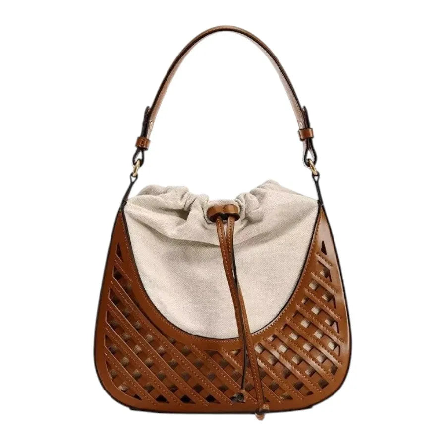 Bolso Tote Bucket de Cuero Vaquero