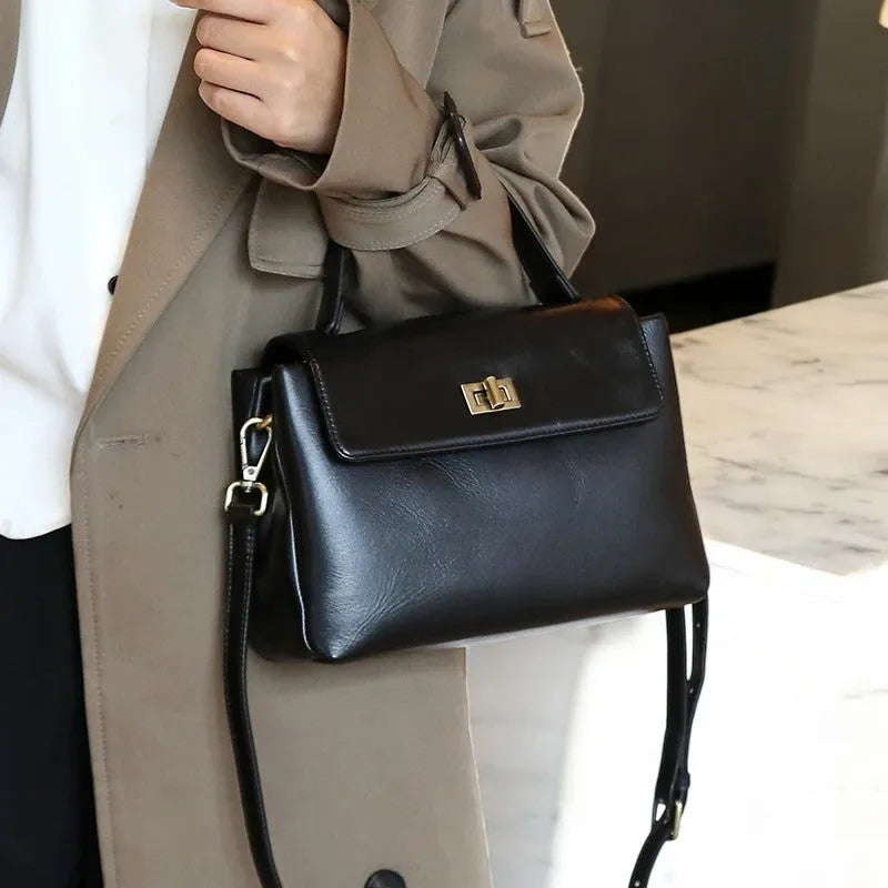 Bolso Tote de Hombro Estilo Bandolera de Cuero de Vaca