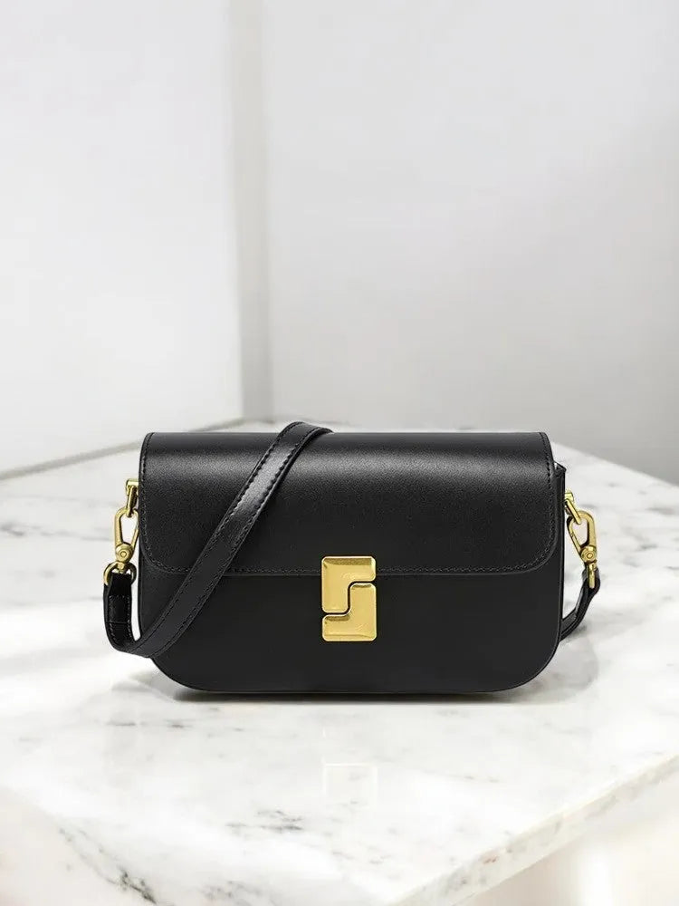 Bolso Tote o Bandolera de Cuero en Negro