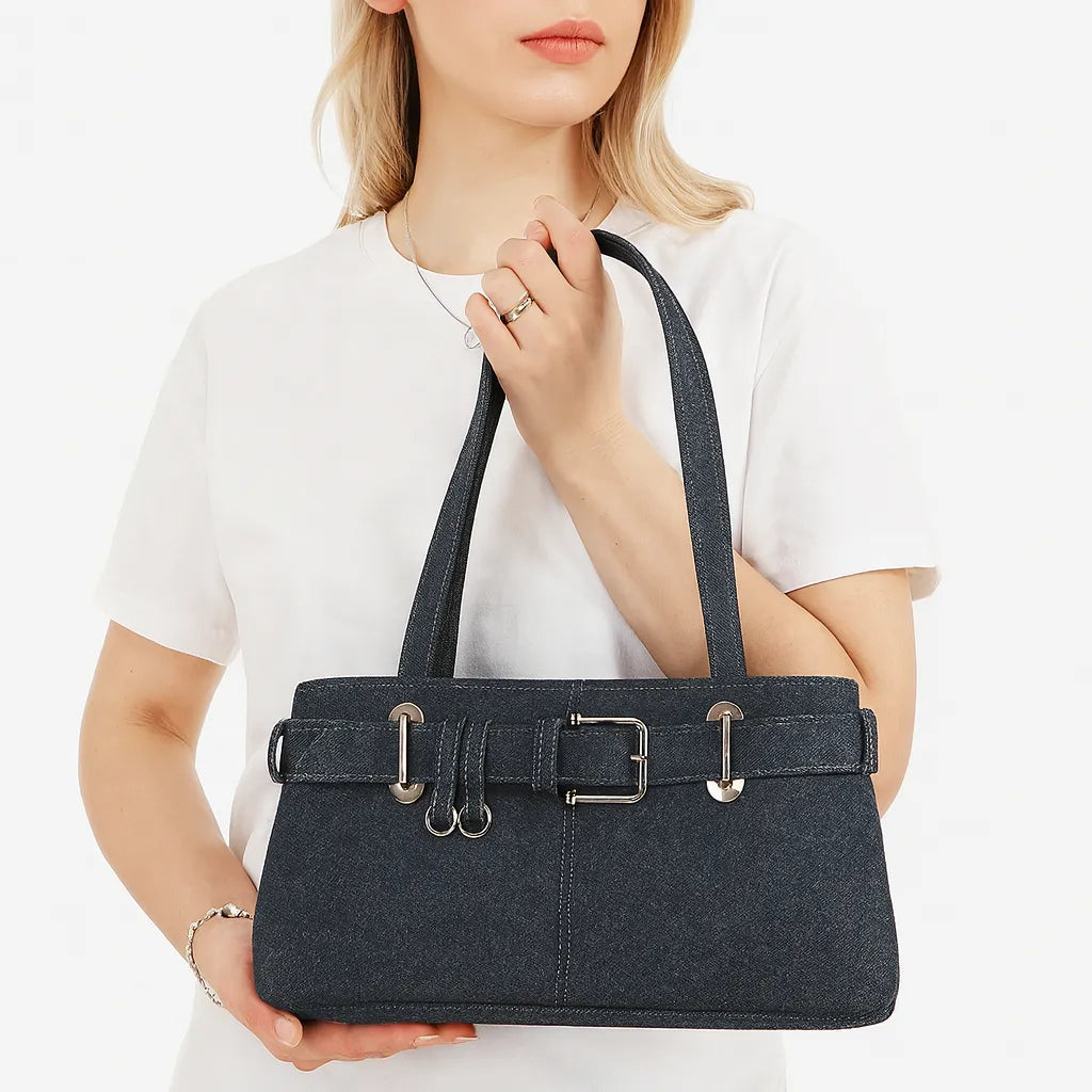 Bolso Tote de Mezclilla con Diseño de Cinturón