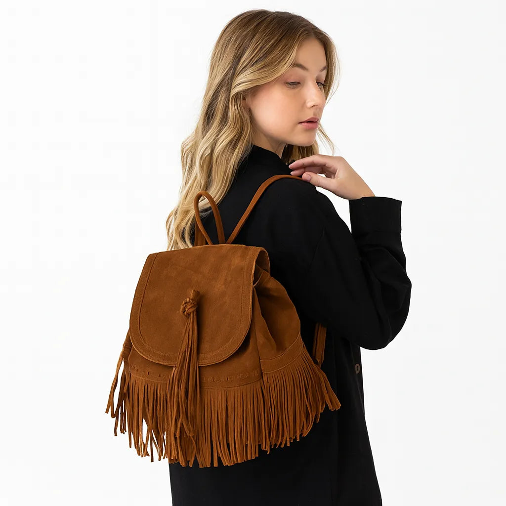 Mochila Fashion de PU con Flecos – Versátil, Chic y Funcional