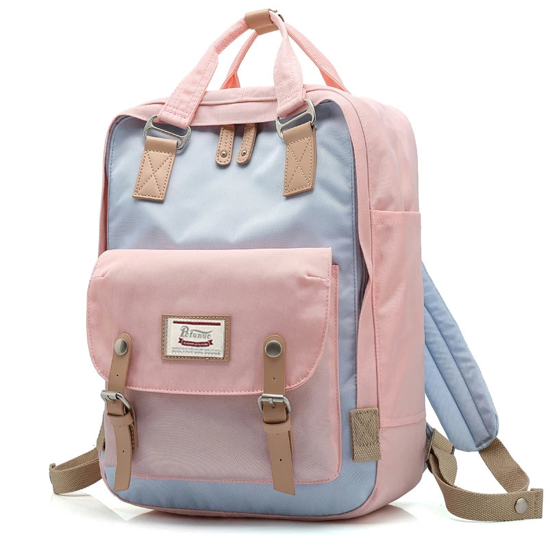 Mochila Azul-Rosa Impermeable para Mujer: Estilo Único, Comodidad sin Límites