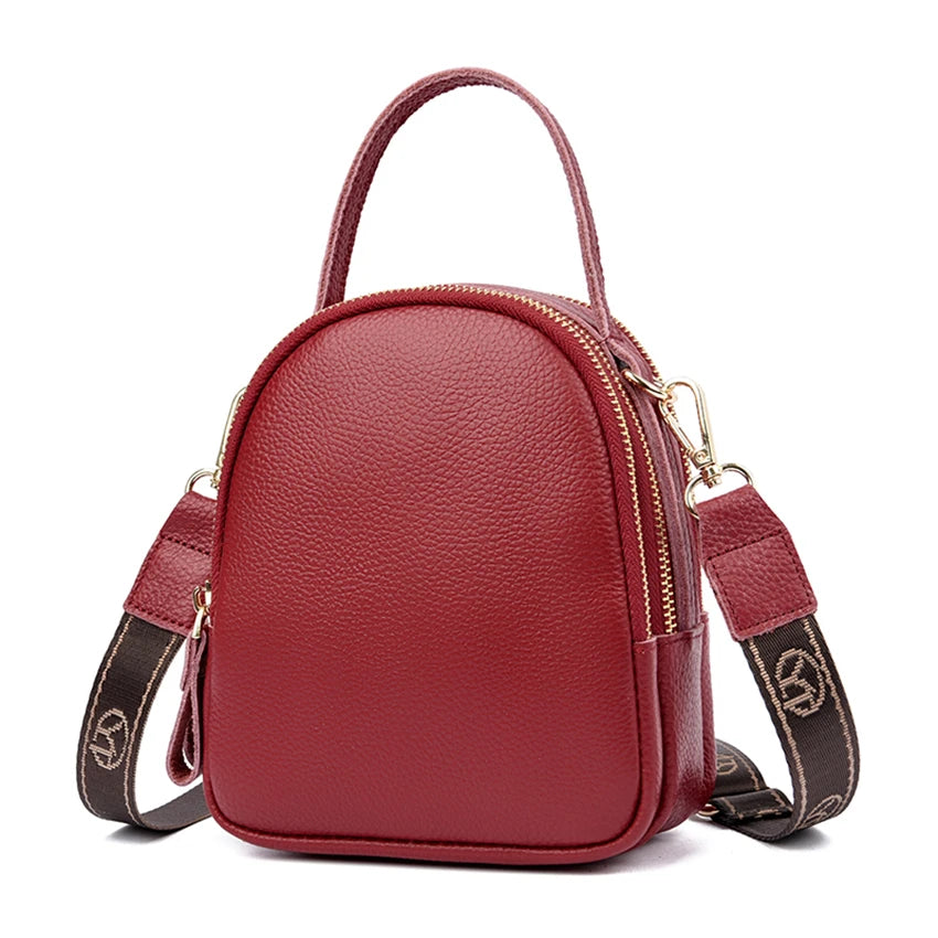 Bolso para Móvil Circular de Piel Auténtica – Elegancia Compacta para Mujer