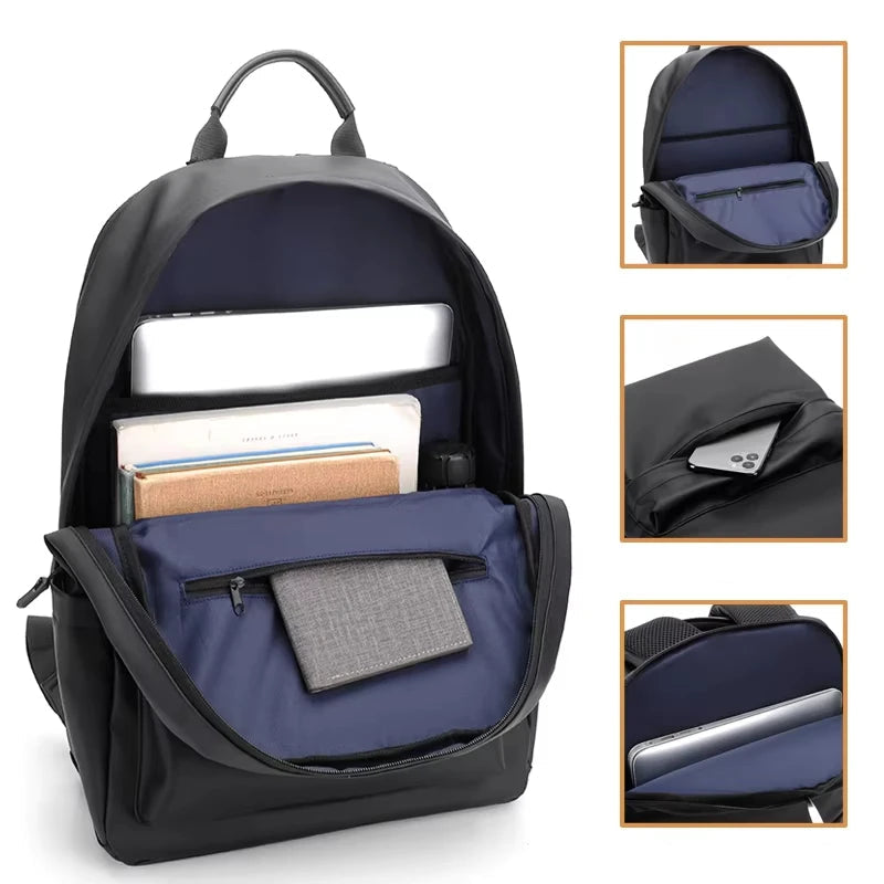 Mochila Impermeable de PU para Hombre Gris – Estilo Urbano y Protección Diaria