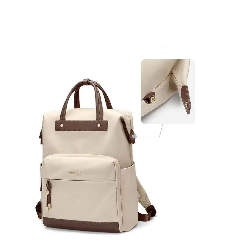 Mochila Urbana Impermeable Color Apricot con Compartimento para Portátil 15,6” – Elegancia Suave y Diseño Moderno