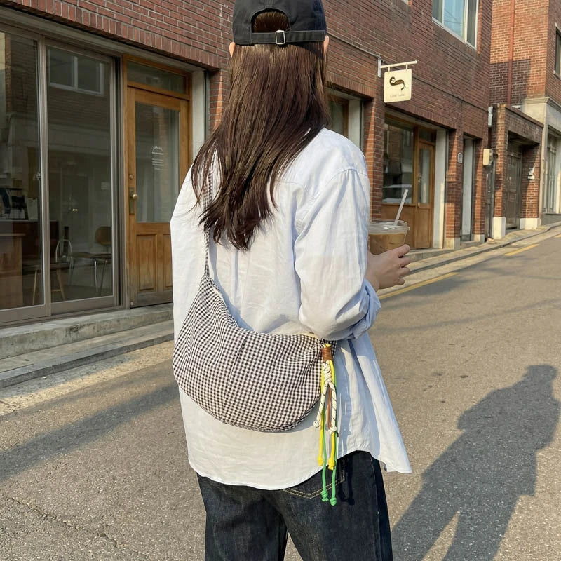 Bolso Bandolera de Cuadros Microfibra para Mujer