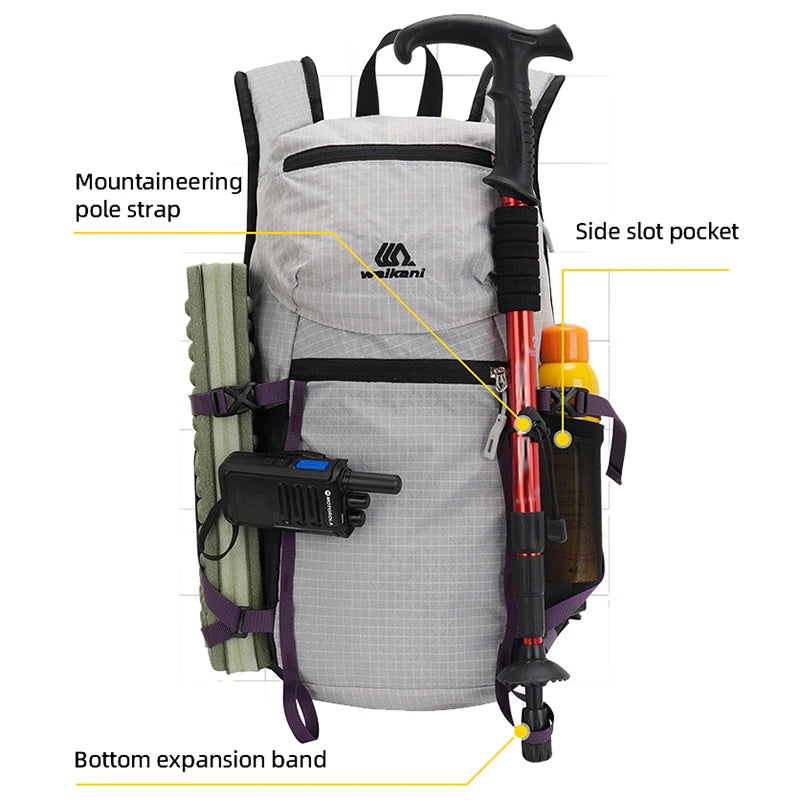 Mochila Outdoor WEIKANI Gris para Senderismo y Trekking – Ligera y Transpirable