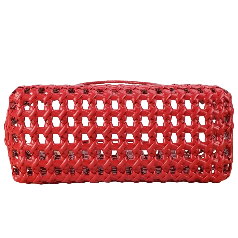 Bolso de Hombro Rojo en PVC Calado – Diseño Geométrico de Alto Impacto