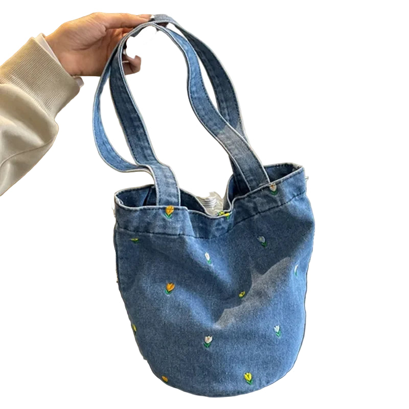 Bolso Bucket Denim Casual – Estilo Vintage Ultraligero