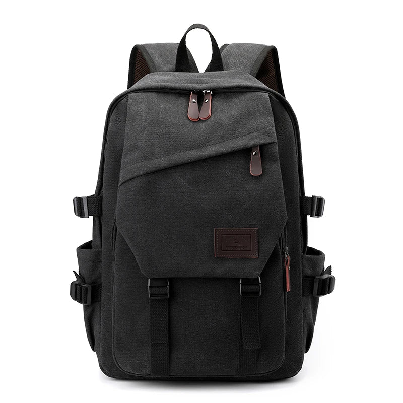 Mochila Unisex Negra de Lona – Compacta, Elegante y Resistente