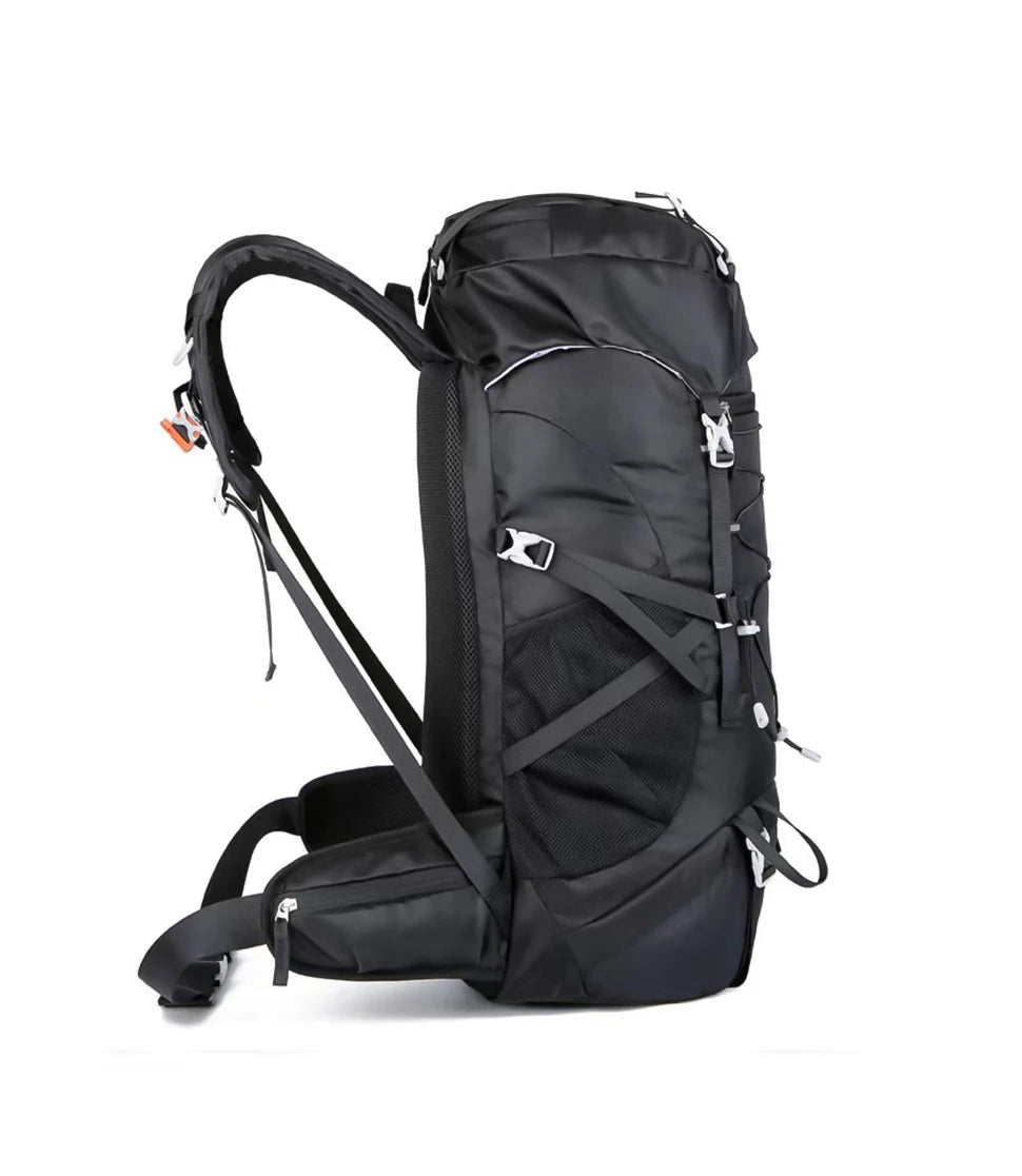 Mochila de Senderismo 50L WEST TUNE Negra – Resistente, Impermeable y Profesional