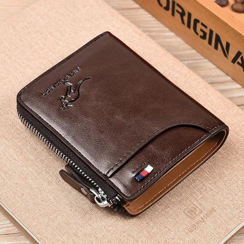 Cartera Vertical con Cremallera y Protección RFID para Hombre