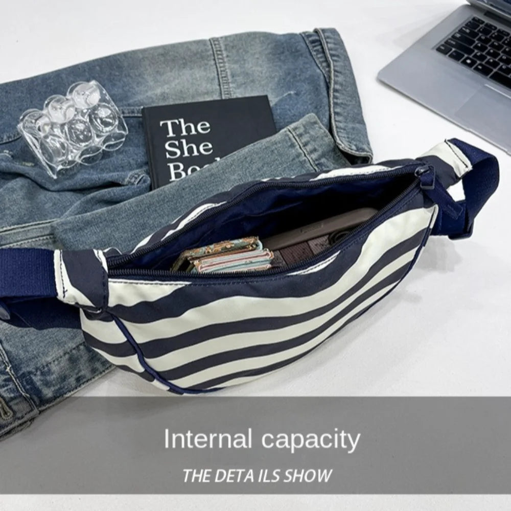 Bolso Bandolera y Riñonera de Nylon con Rayas