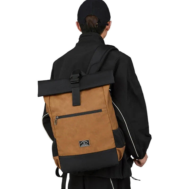 Mochila Rolltop Impermeable de PU – Estilo Urbano, Seguridad y Capacidad Inteligente
