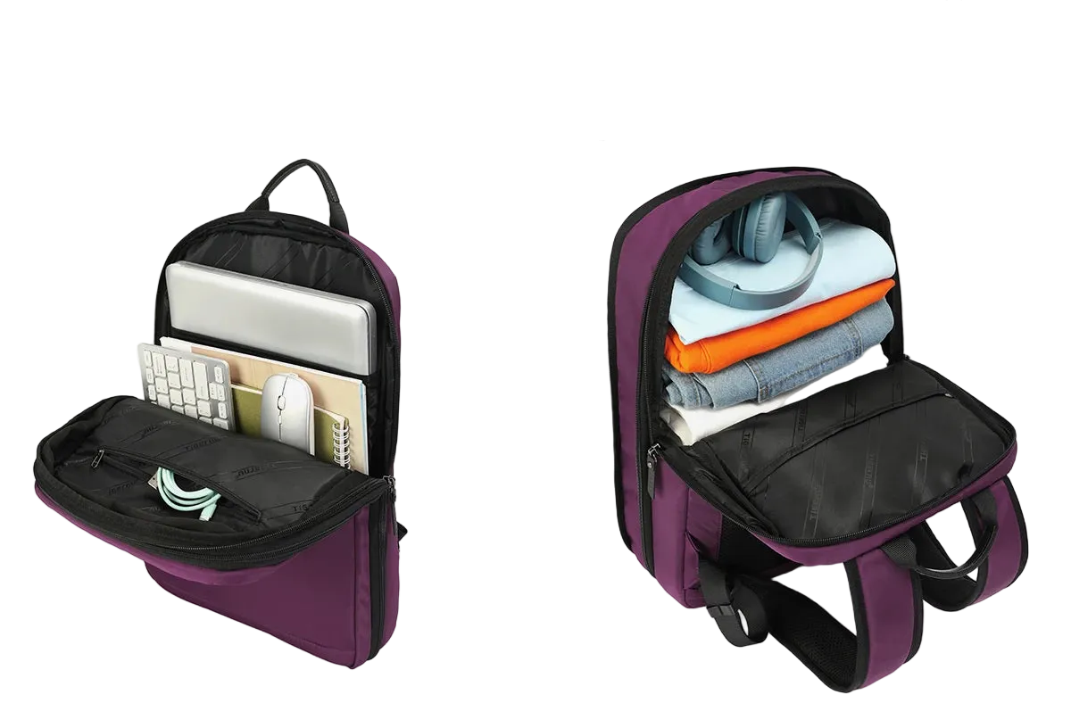 Mochila Expandible Tigernu Morada para Portátil 15,6” – Ligera, Moderna y Funcional