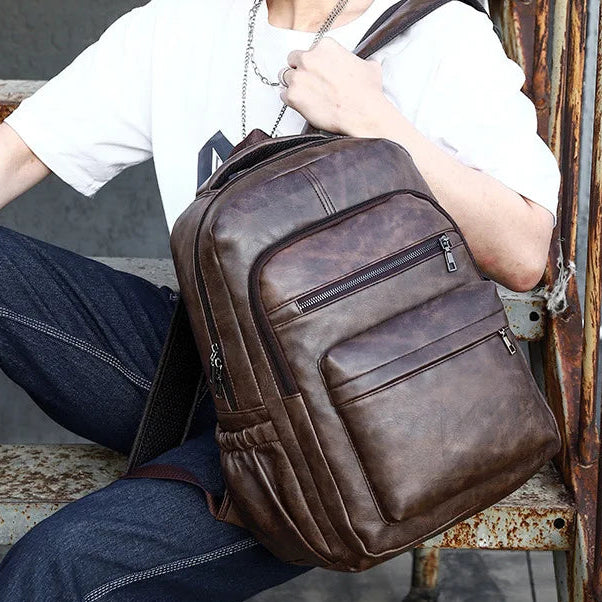 Mochila Casual de Cuero PU Premium – Estilo Urbano y Organización Inteligente