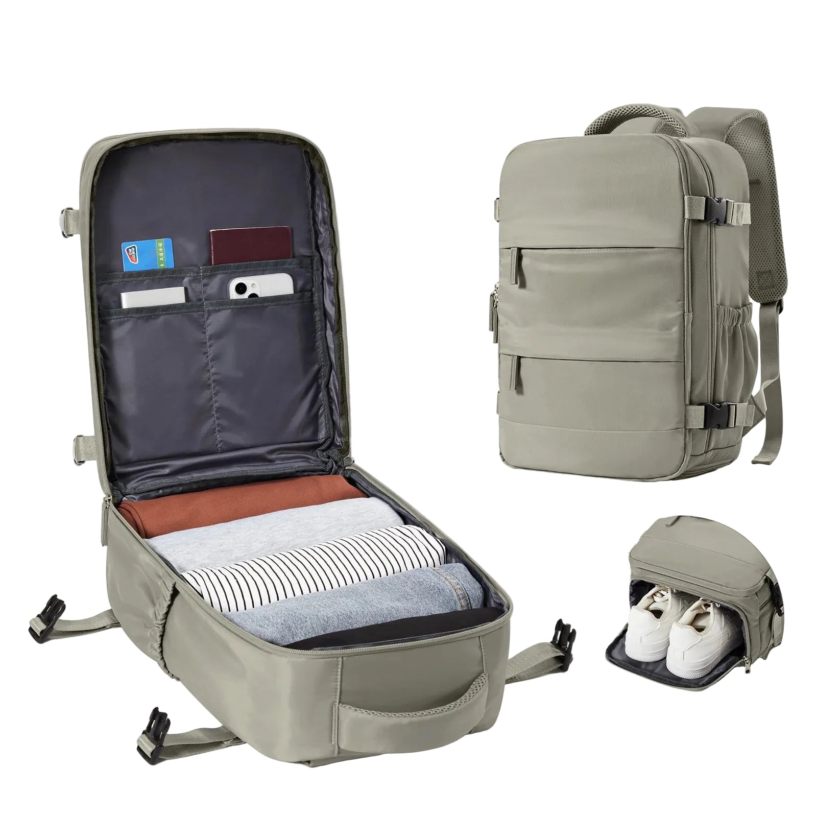 Mochila de Viaje Cabina de Nailon Café – Estilo Sofisticado y Funcionalidad Inteligente