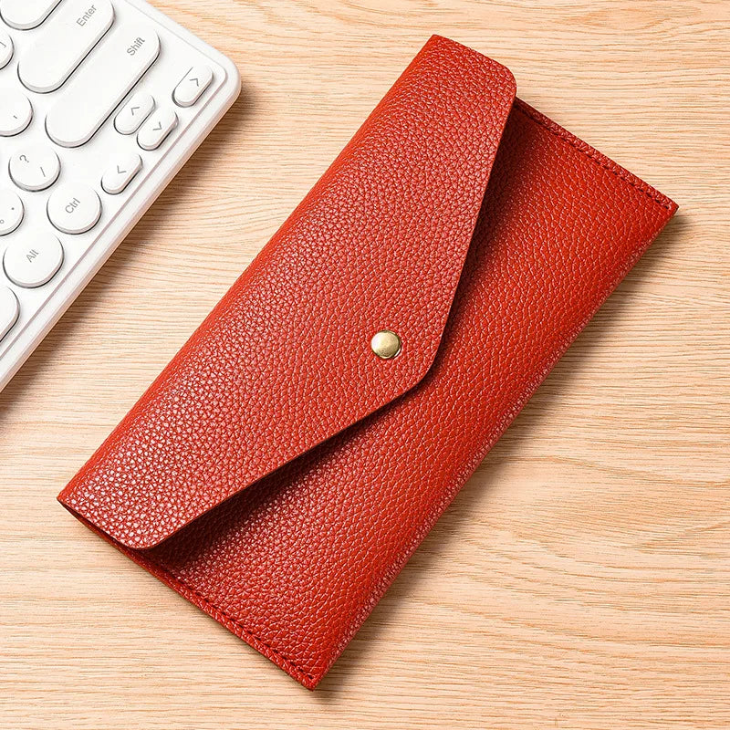 Cartera Sobre Larga y Fina para Mujer - Rojo