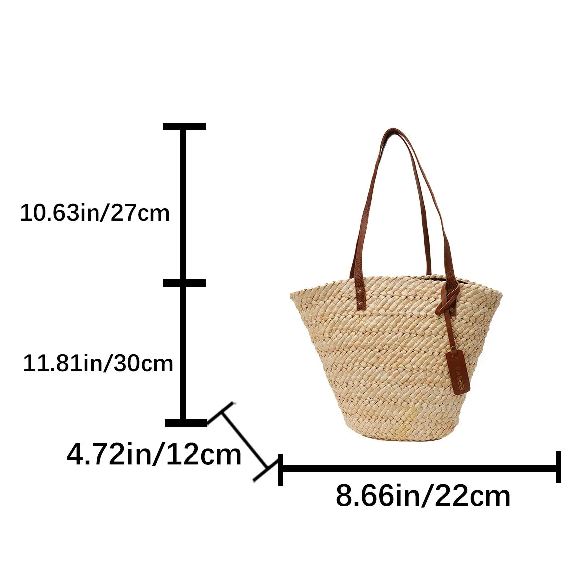 Bolso Shopper de Rafia Cesta para Playa y Verano