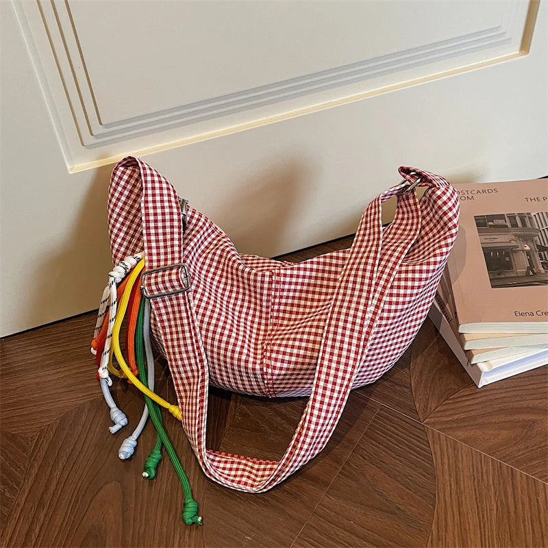 Bolso Bandolera de Cuadros Microfibra para Mujer