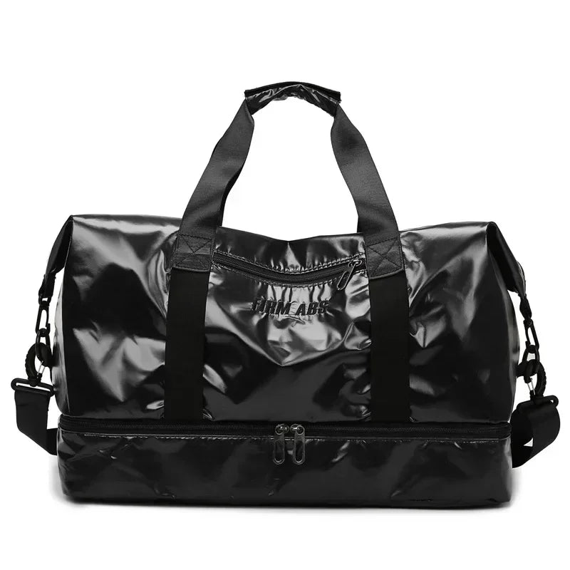 Bolsa Deportiva Unisex Negra de PU – Compacta, Funcional y con Compartimento para Calzado