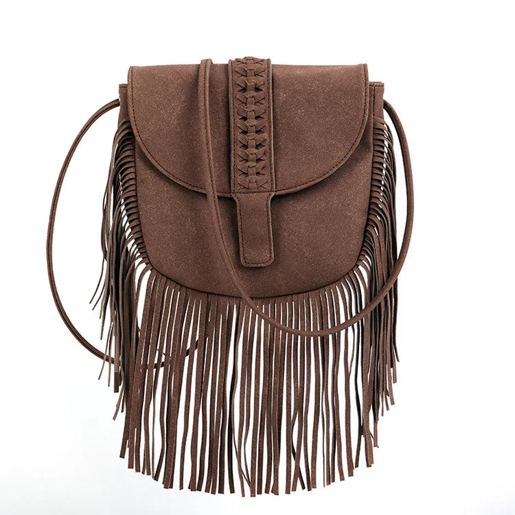 Bolso para Móvil con Flecos Boho – Bandolera de Gamuza Sintética
