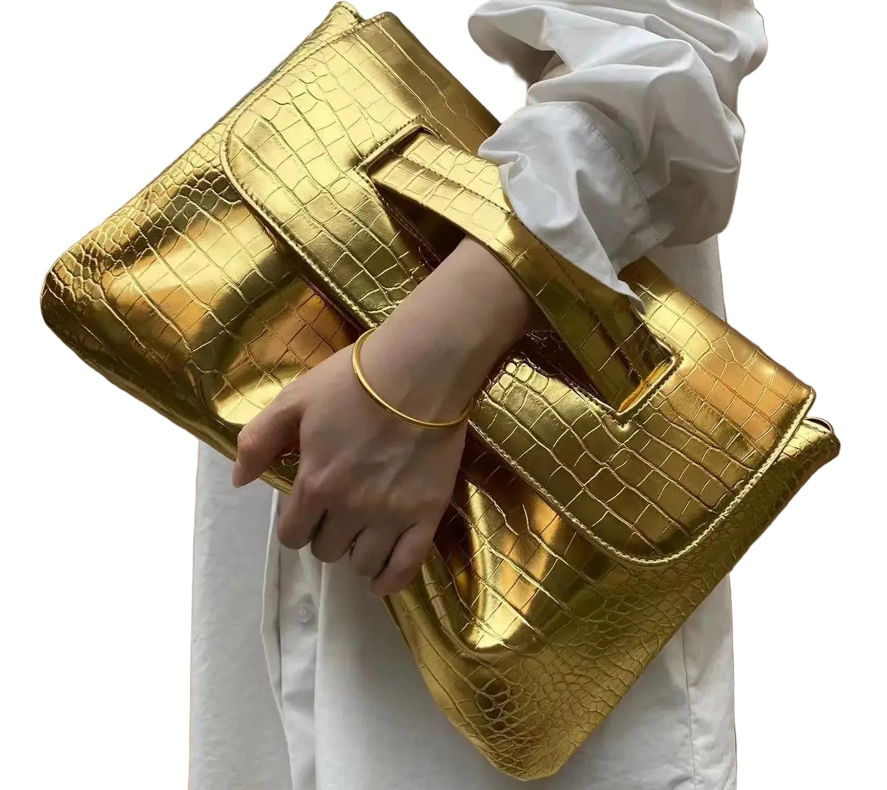 Bolso Tote Estampado Cocodrilo – Gran Capacidad y Estilo Moderno