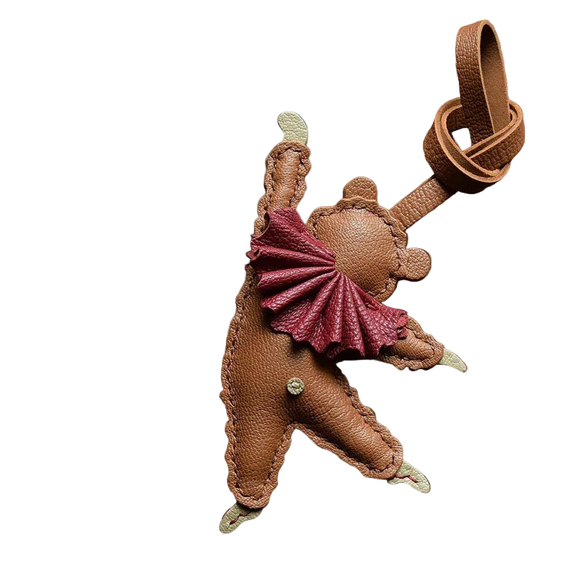 Charm Osito Bailarina Ballet Cuero – Accesorio Romántico Artesanal