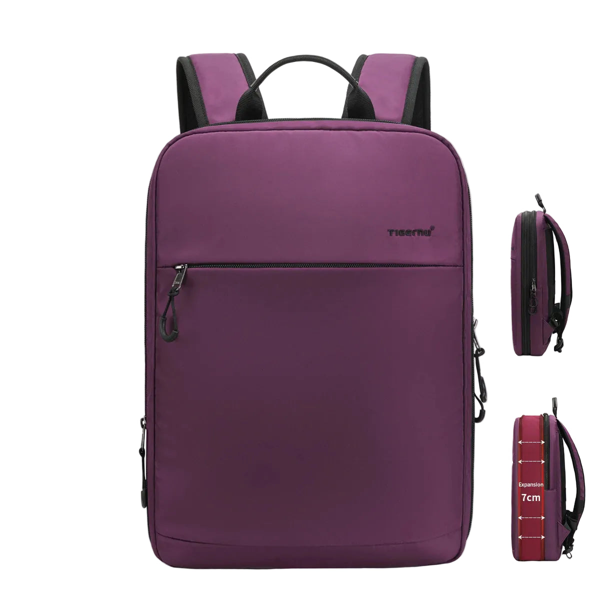 Mochila Expandible Tigernu Morada para Portátil 15,6” – Ligera, Moderna y Funcional