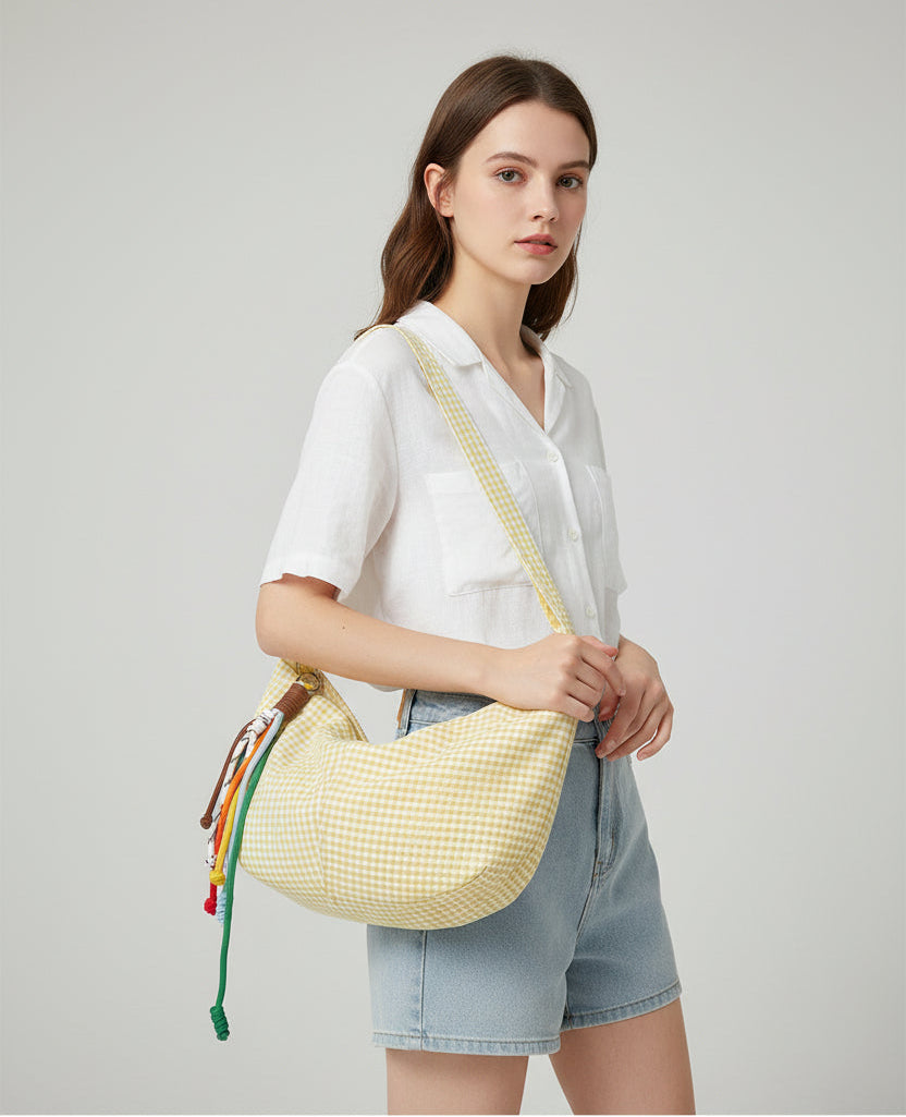 Bolso Bandolera de Cuadros Microfibra para Mujer