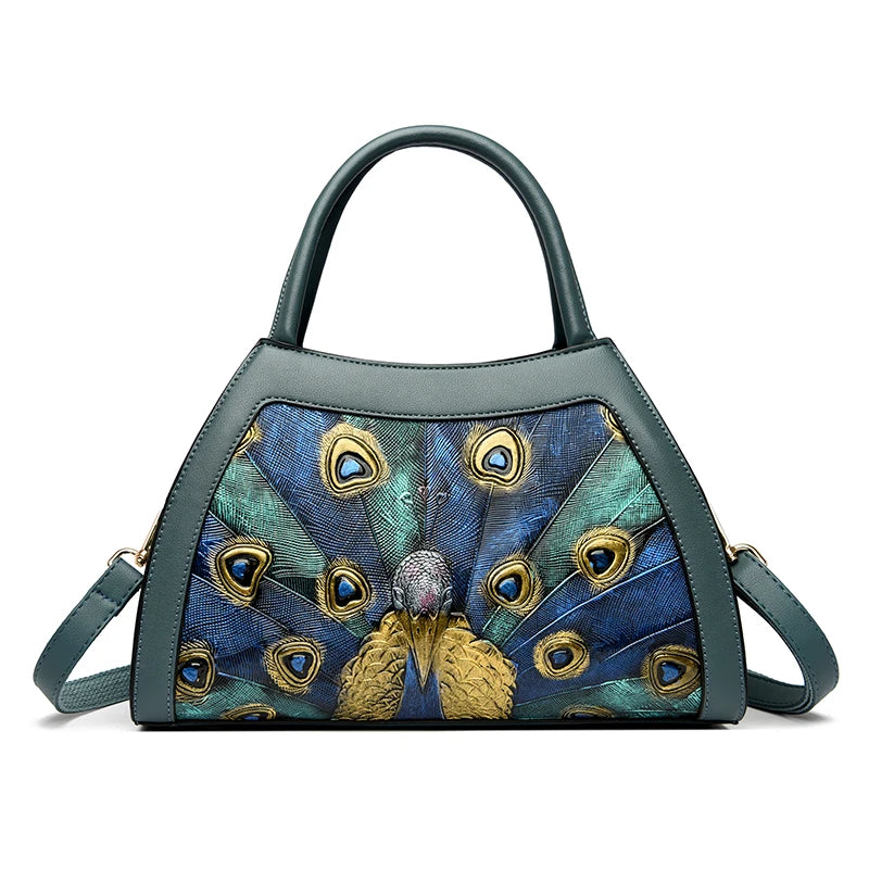 Bolso Tote de PU con Diseño Pavo Real – Elegancia Fashion para Mujer