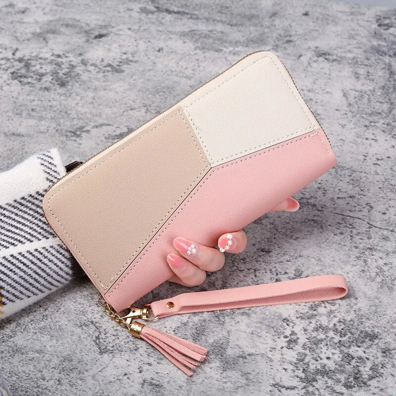 Cartera Larga con Cremallera Bicolor para Mujer